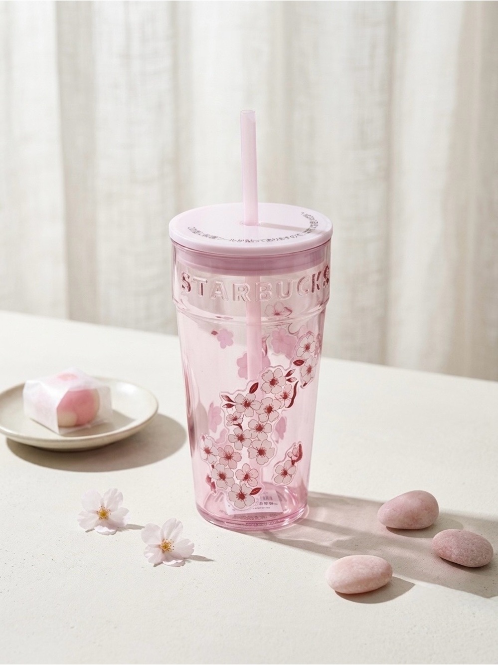 NWT Starbucks Japan Sakura 2026 Pink Glass Tumbler Cold Cup 473ml / 16oz